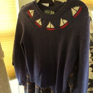 Vintage wool sailboat sweater size s m l